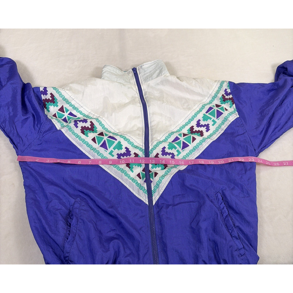 Vntg Winterset Windbreaker Track Suit Jacket Pants Large Aztec Print Prpl/Turq - Picture 14 of 16